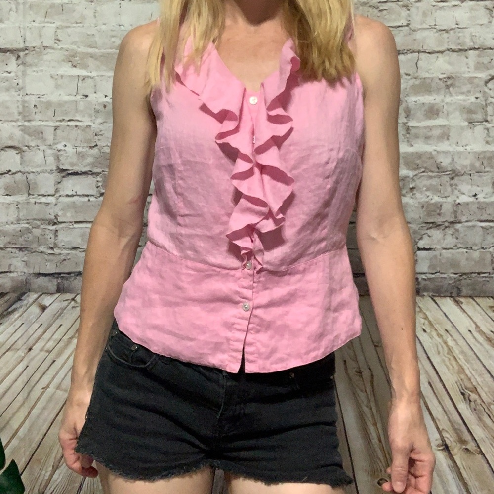 ‼️HAROLDS LINEN Ruffle Tank 2‼️ - Picture 5 of 8